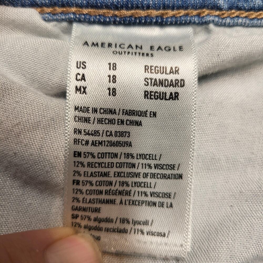 American Eagle Jeans Womens 18 Blue Super High-Rise Baggy Wide Leg Cargo - Picture 5 of 11